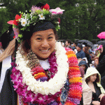 woman grad with Hawaiian leis