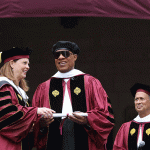 Stevie Wonder receives honorary degree on Commencement stage from Tania Tetlow